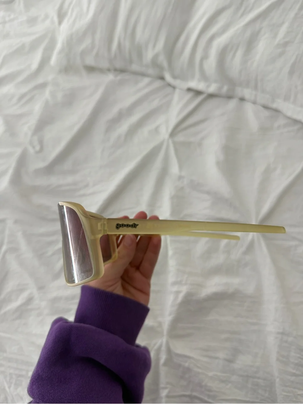 Oversized Shield Sunglasses — Green Frame with Gradient Brown Lenses